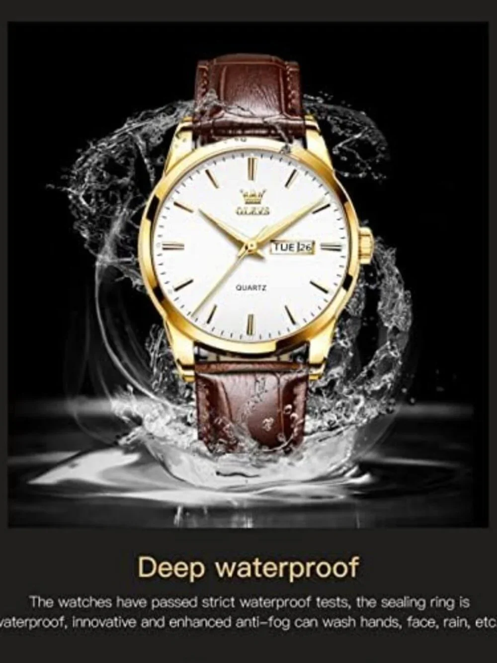 Stylish Casual Leather Watch for Men, Easy-to-Read Quartz, Waterproof Design